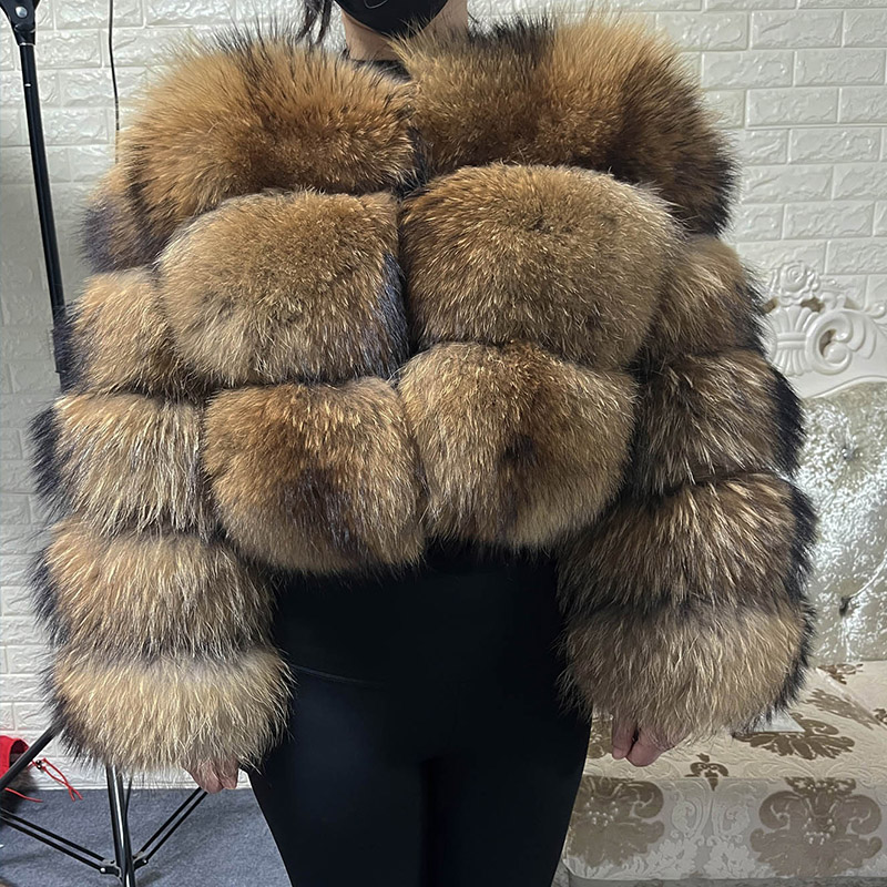 Winter Clothing Essentials - プラスサイズトップスブラウンファーマオマオコン肥満女性のアウターウェアナチュラルアライグマリアルファーコート冬ジャケット女性服 4xl