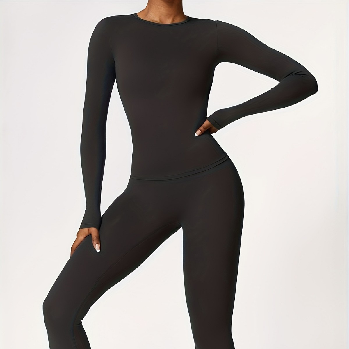 Winter Clothing Women'S - タイトフィットヨガスーツスリム長袖アウトドアランニングスポーツフィットネスウェア秋冬スポーツ女性用ピラティス