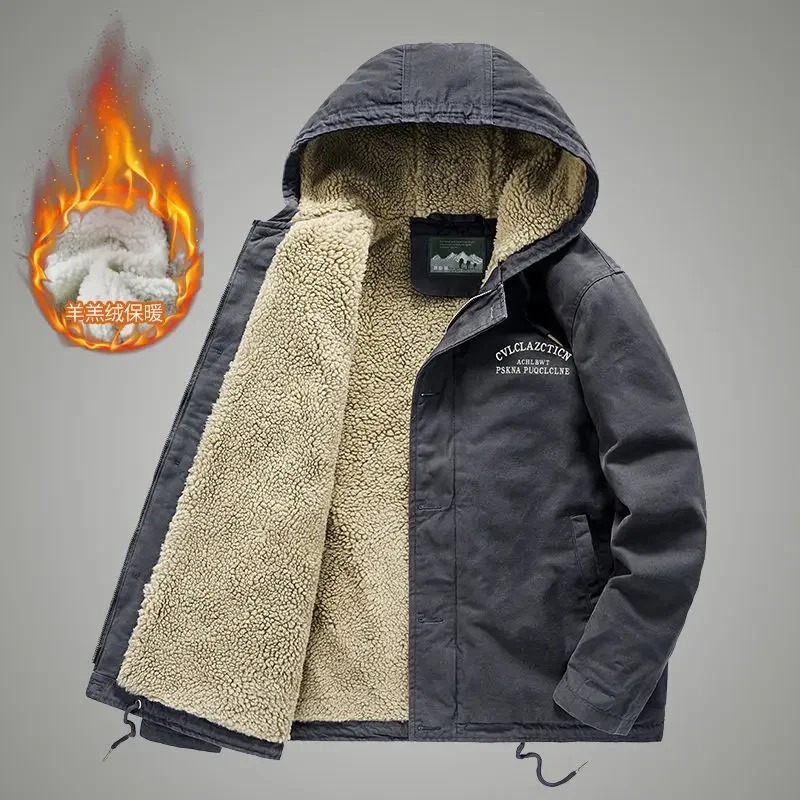 Winter Clothing Essentials - フード付きメンズジャケット,ラムズファーライニング付きメンズジャケット,冬のぬいぐるみ,厚手のオートバイジャケット
