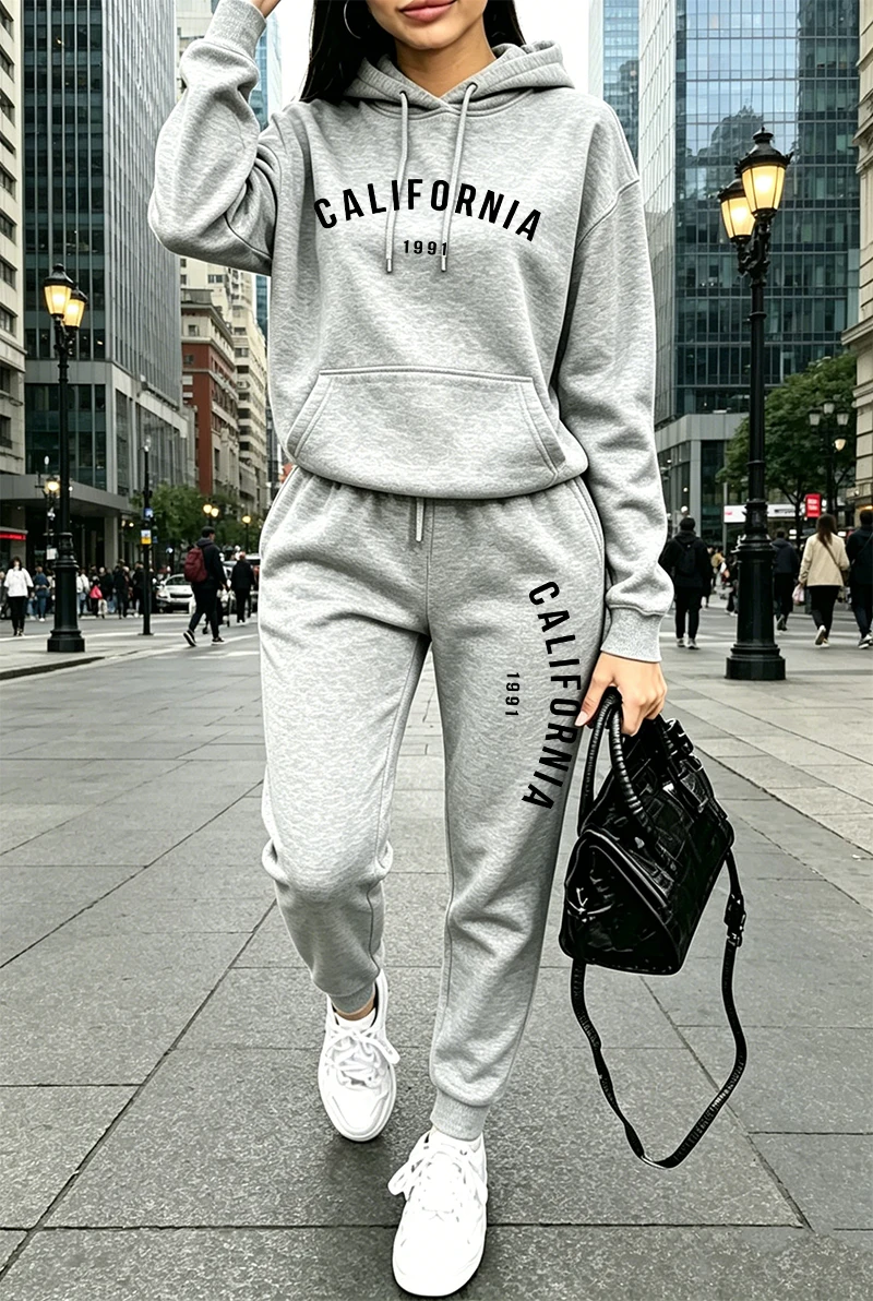 Winter Clothing Women'S - ホットセール レディース トラックスーツ プリント入り カジュアル フーディー
