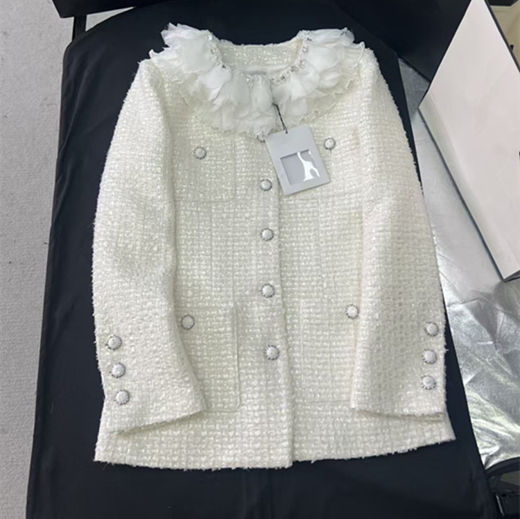 Winter Clothing Line - カスタマイズされた欧米風レディース服 冬2025 長袖花柄ラウンドネックシングルブレストツイードコートスカート