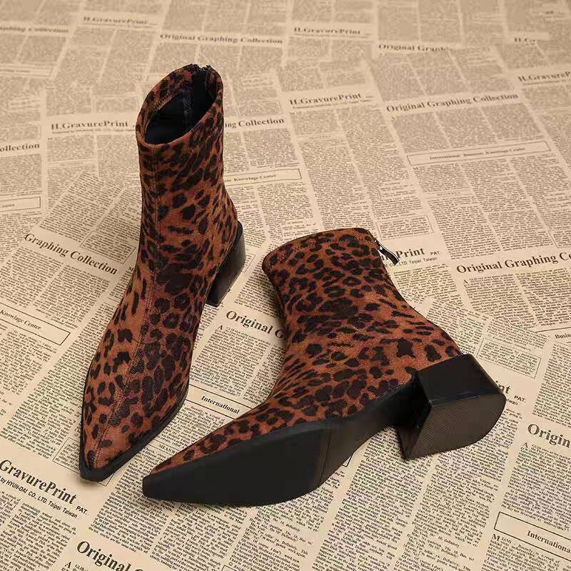 Winter Clothing Women'S - 新しいローヒール女性モダンアンクルブーツファッションポインテッドトゥパーティードレスシューズ女性ヴィンテージスリムショートブーツ