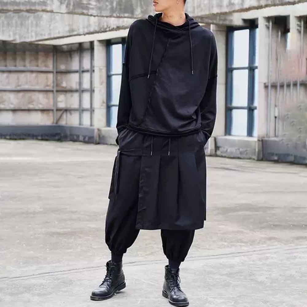 メンズ秋ハーレムパンツ不規則なサイド裾二重層カジュアルパンツ - Winter Clothing Layers のレビューと価格