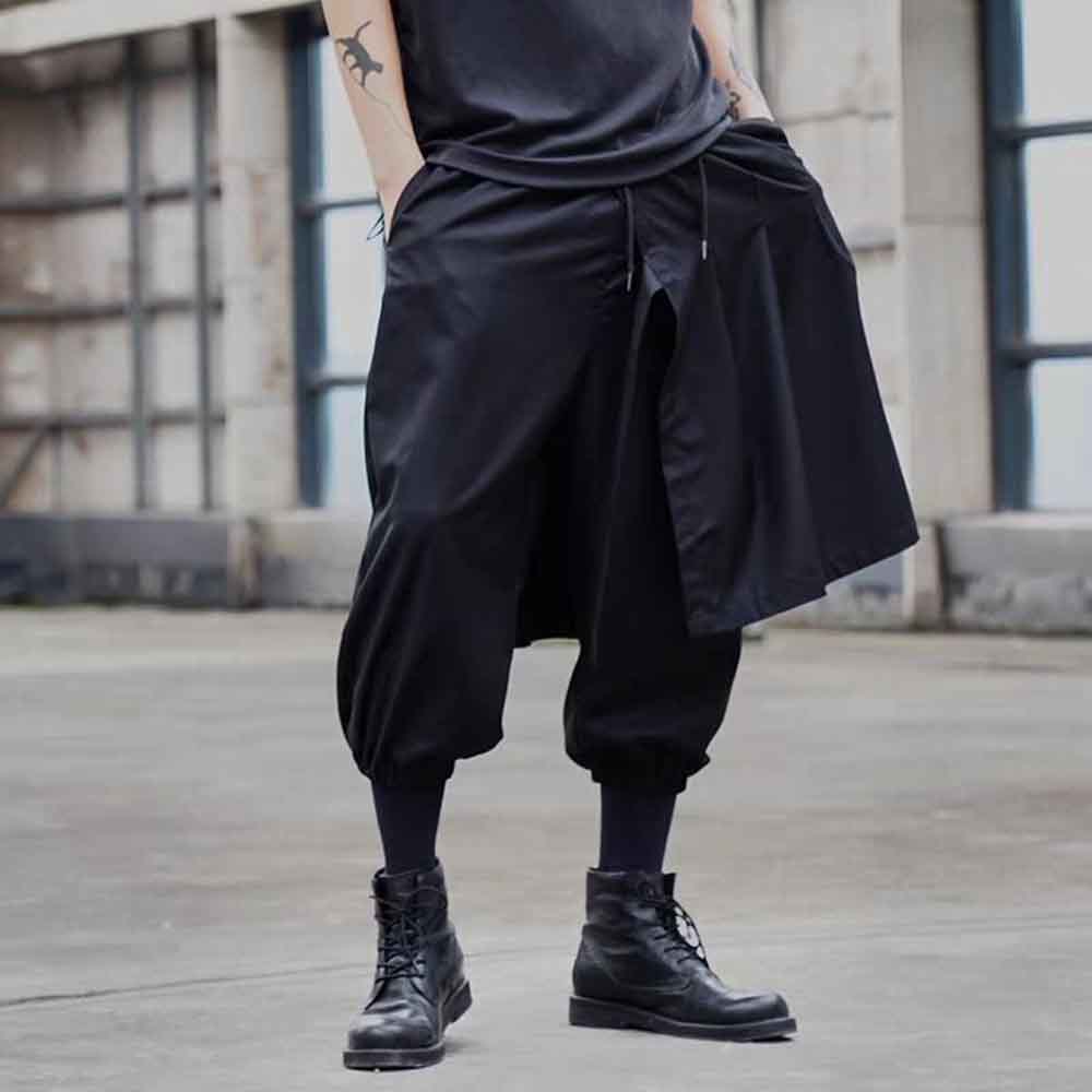 メンズ秋ハーレムパンツ不規則なサイド裾二重層カジュアルパンツ - Winter Clothing Layers のレビューと価格