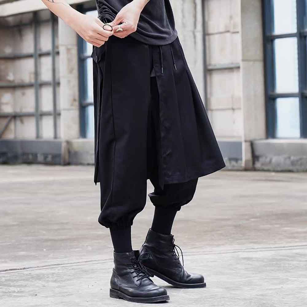 メンズ秋ハーレムパンツ不規則なサイド裾二重層カジュアルパンツ - Winter Clothing Layers のレビューと価格