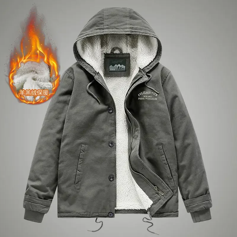 フード付きメンズジャケット,ラムズファーライニング付きメンズ - Winter Clothing Essentials のレビューと価格
