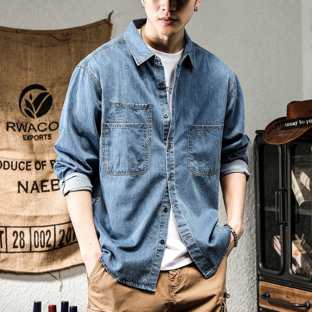 春の若者向けハンサムデニムツール加工長袖シャツメンズインスタ - Winter Clothing Essentials のレビューと価格