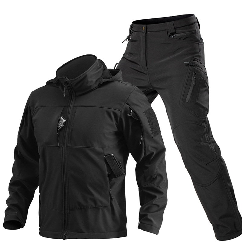 男性用アウトドアタクティカルソフトシェルスーツ フード付きフ - Winter Clothing Essentials のレビューと価格