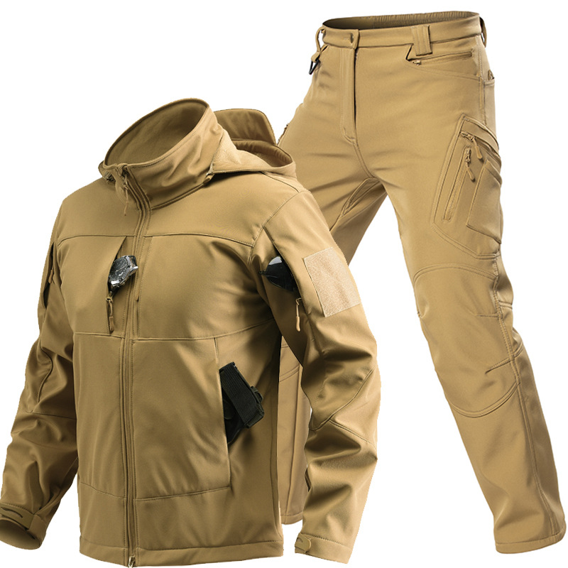 男性用アウトドアタクティカルソフトシェルスーツ フード付きフ - Winter Clothing Essentials のレビューと価格