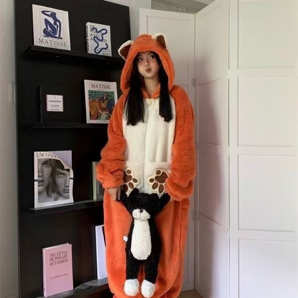 冬用ぬいぐるみフォックスワンピースパジャマ 女性用 厚手フラ - Winter Clothing In Japan のレビューと価格