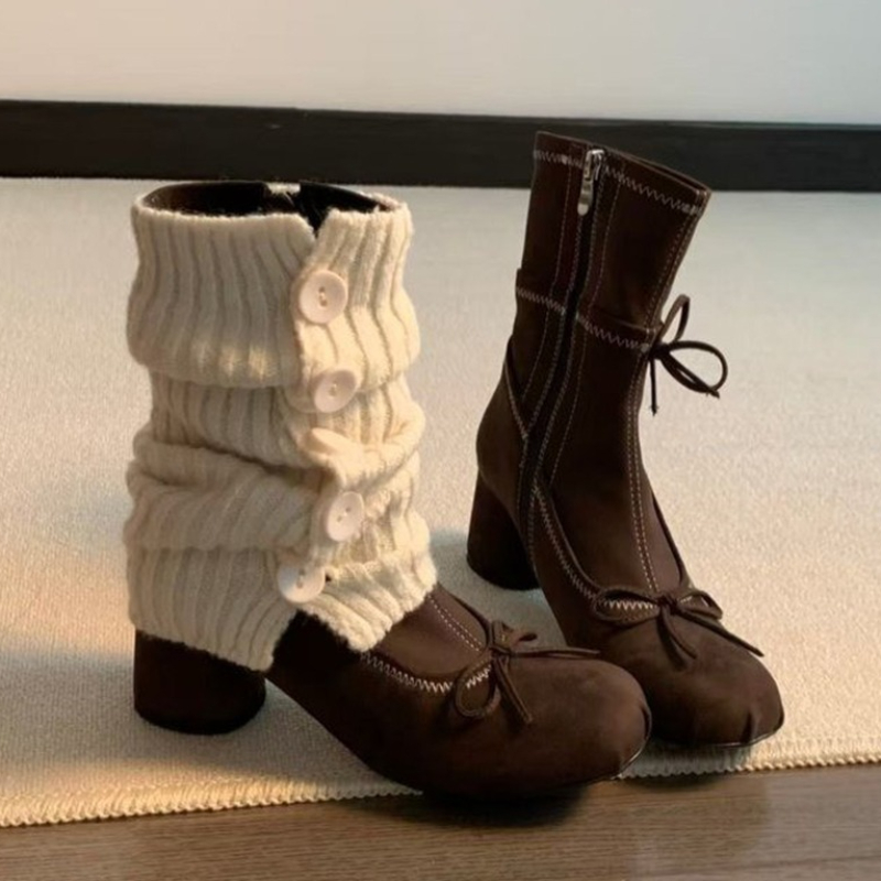 ボウ付きハイヒールレディースブーツ、ニューマリージェーンシュ - Winter Clothing Women'S のレビューと価格