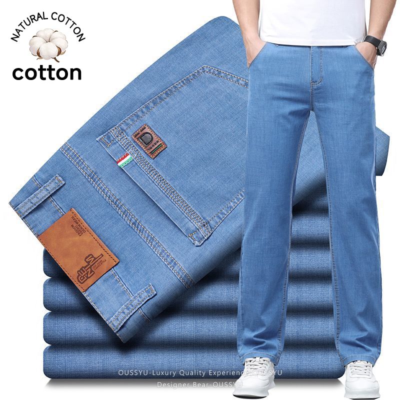 夏薄いメンズ弾性綿ジーンズファッションビジネスストレートカジ - Levis Jeans 501 のレビューと価格