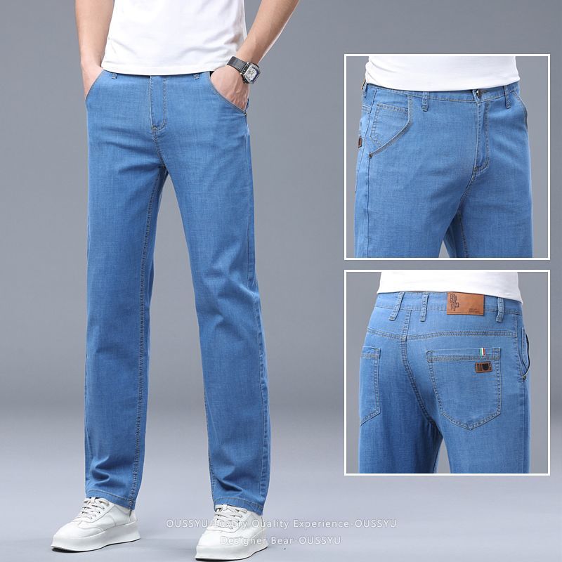 夏薄いメンズ弾性綿ジーンズファッションビジネスストレートカジ - Levis Jeans 501 のレビューと価格