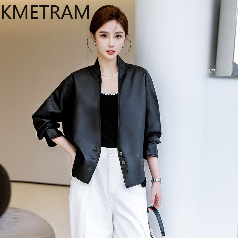 KMETRAM 本物のトップレイヤーシープスキンレザージャケ - Winter Clothing Layers のレビューと価格