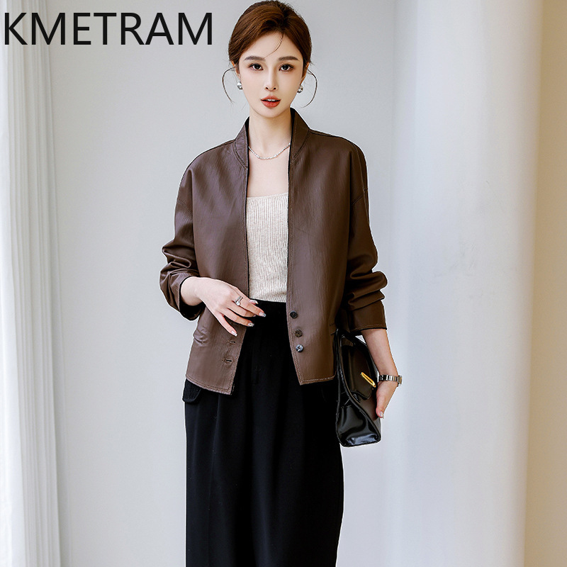 KMETRAM 本物のトップレイヤーシープスキンレザージャケ - Winter Clothing Layers のレビューと価格