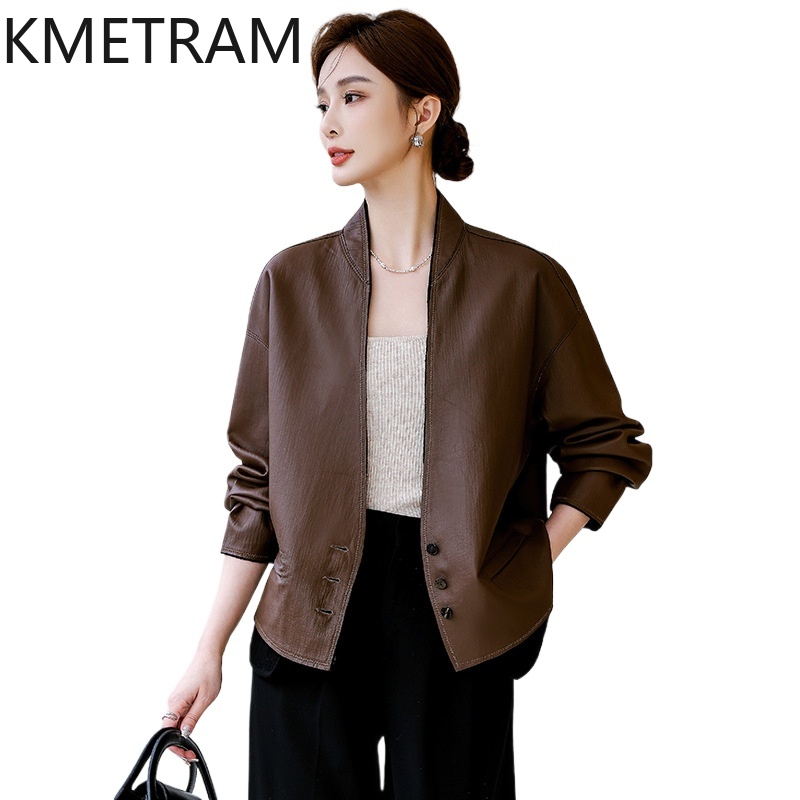 KMETRAM 本物のトップレイヤーシープスキンレザージャケ - Winter Clothing Layers のレビューと価格