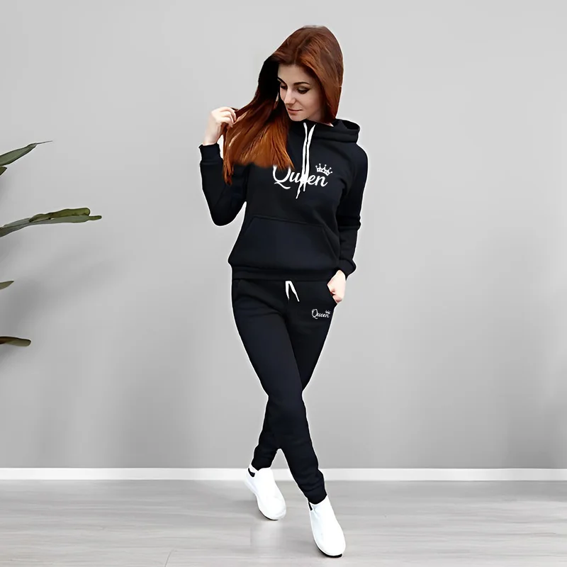 レディーストラックスーツ クイーンレタープリント フード付き - Winter Clothing Women'S のレビューと価格