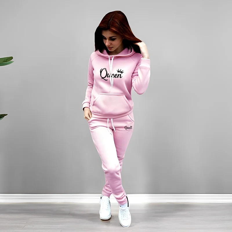 レディーストラックスーツ クイーンレタープリント フード付き - Winter Clothing Women'S のレビューと価格