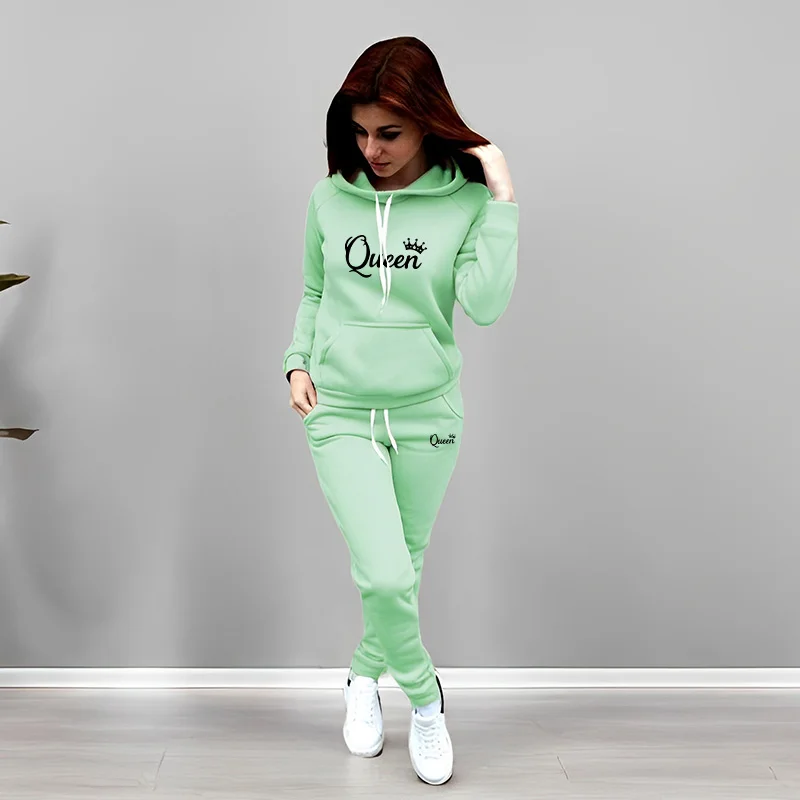 レディーストラックスーツ クイーンレタープリント フード付き - Winter Clothing Women'S のレビューと価格