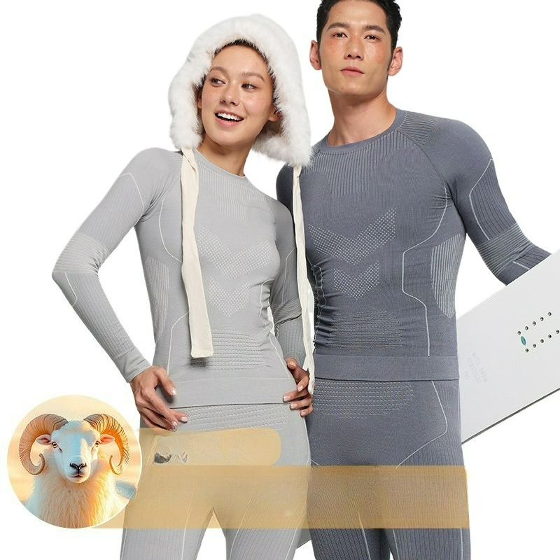 アウトドアクライミングスキー下着セット速乾性メリノウール女性 - Winter Clothing Layers のレビューと価格