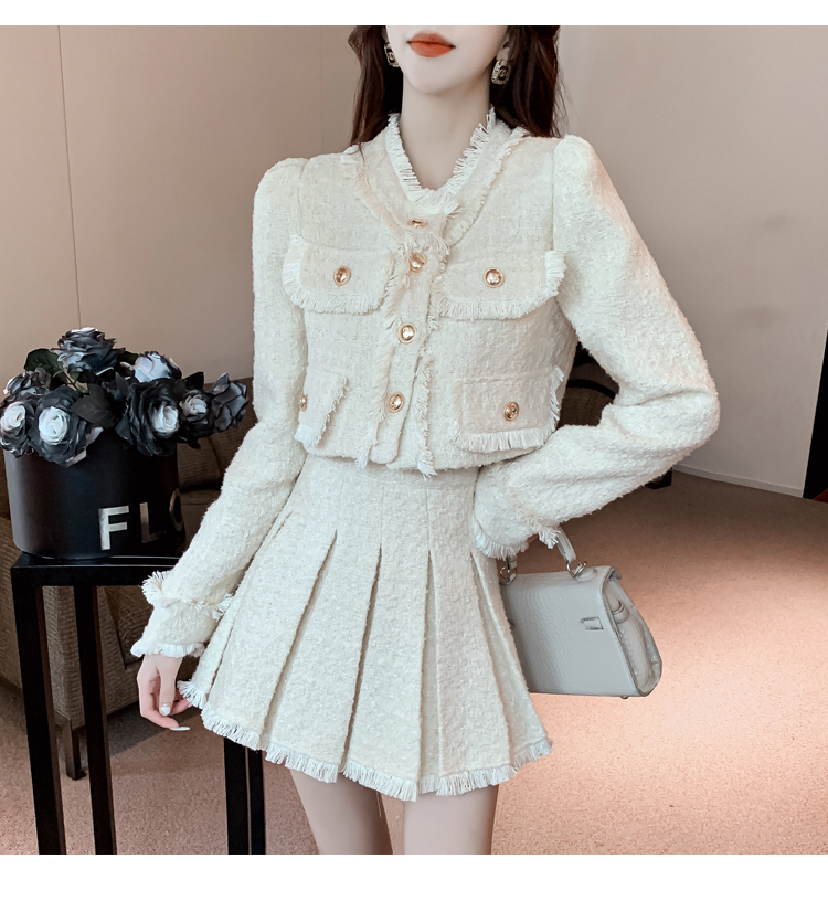 女性の冬のジャカードツイード服セット、韓国のスーツ、ジャケッ - Winter Clothing Line のレビューと価格