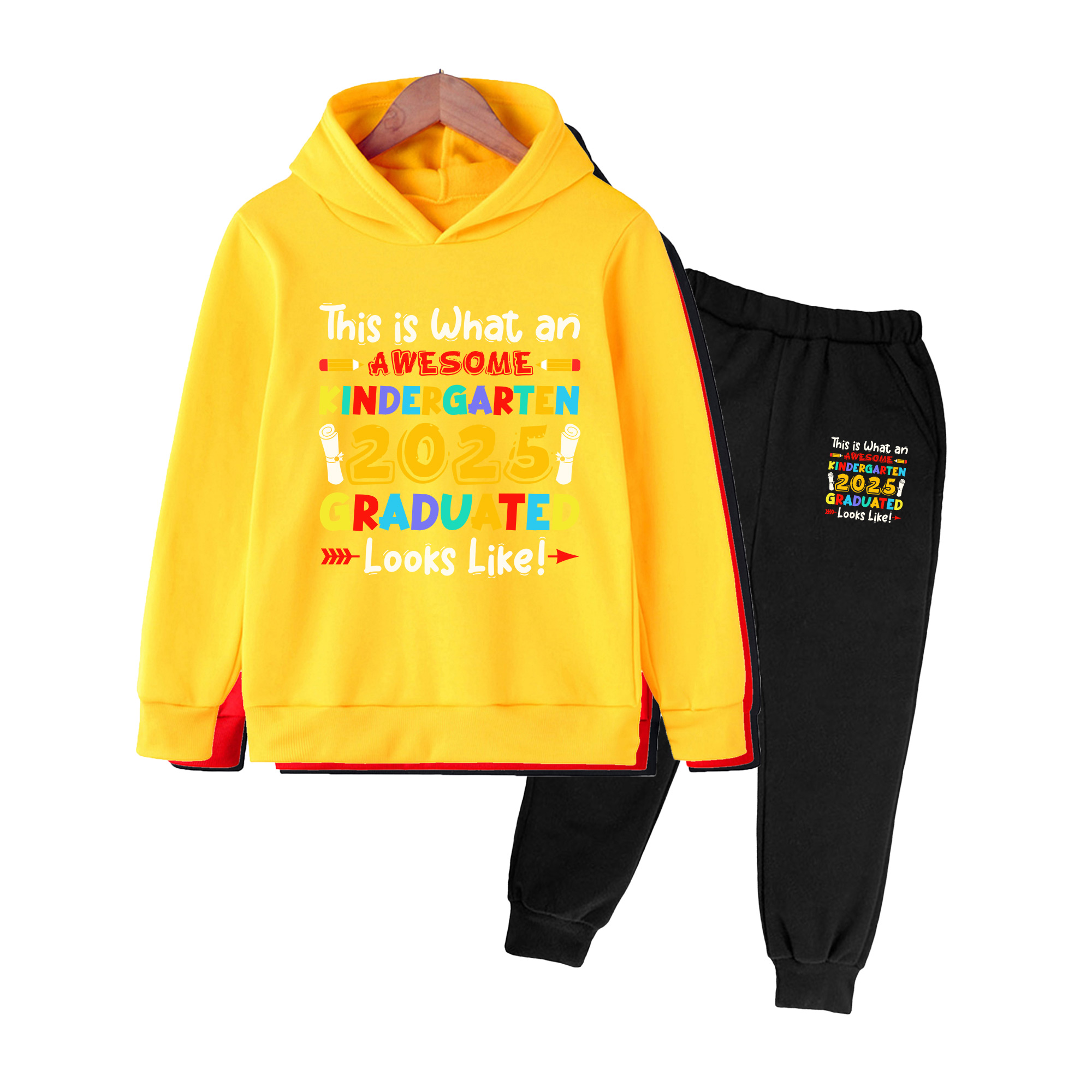 キッズ用パーカー＆パンツセット、カラフルな2025年幼稚園卒 - Winter Clothing Kindergarten のレビューと価格