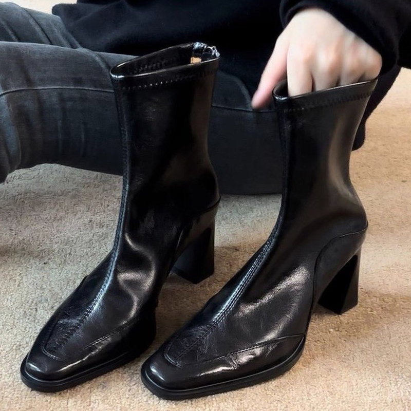 ハイヒールの女性のアンクルブーツファッション分厚いエレガント - Winter Clothing Women'S のレビューと価格