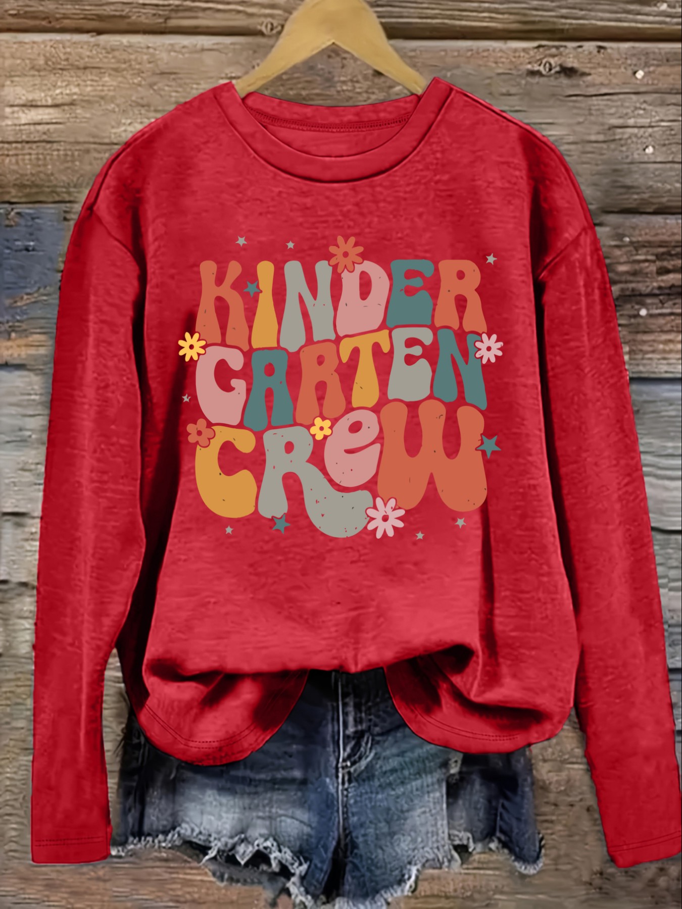 レディースカジュアル長袖クルーネックTシャツ、幼稚園児向け花 - Winter Clothing Kindergarten のレビューと価格