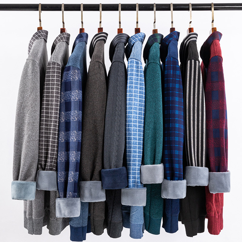 メンズニットシャツ襟カジュアルルーズベースレイヤー厚手暖かい - Winter Clothing Layers のレビューと価格